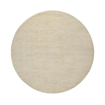 Modern and Contemporary Wool Hand Knotted Rug Ivory 11.4x11.4 -O091306