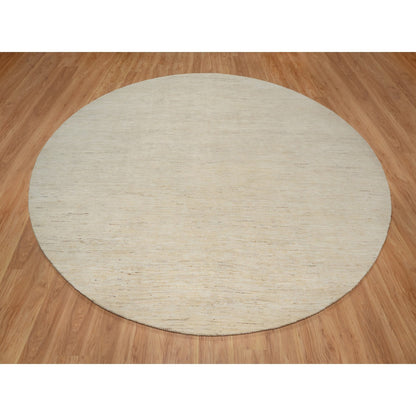 Modern and Contemporary Wool Hand Knotted Rug Ivory 11.4x11.4 -O091306