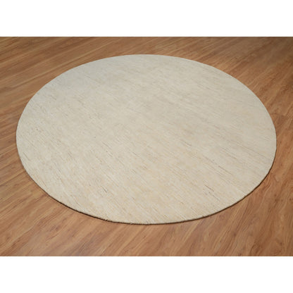 Modern and Contemporary Wool Hand Knotted Rug Ivory 11.4x11.4 -O091306