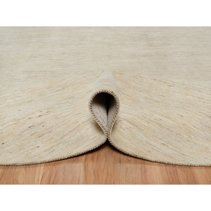 Modern and Contemporary Wool Hand Knotted Rug Ivory 11.4x11.4 -O091306