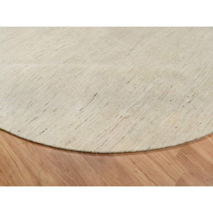 Modern and Contemporary Wool Hand Knotted Rug Ivory 11.4x11.4 -O091306