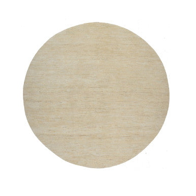 Modern and Contemporary Wool Hand Knotted Rug Ivory 7.9x7.9 -O091308