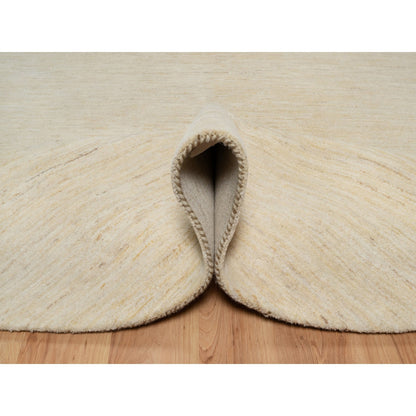 Modern and Contemporary Wool Hand Knotted Rug Ivory 7.9x7.9 -O091308
