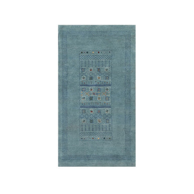 Modern and Contemporary Wool Hand Knotted Rug Blue 2.11x5.6 -O091311