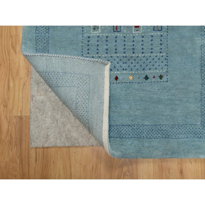 Modern and Contemporary Wool Hand Knotted Rug Blue 2.11x5.6 -O091311