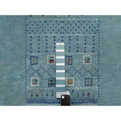 Modern and Contemporary Wool Hand Knotted Rug Blue 2.11x5.6 -O091311