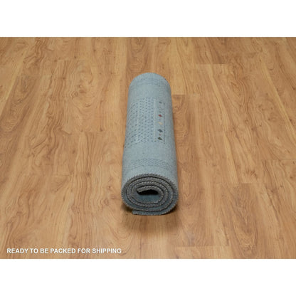 Modern and Contemporary Wool Hand Knotted Rug Blue 2.11x5.6 -O091311