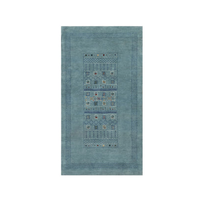 Modern and Contemporary Wool Hand Knotted Rug Blue 2.11x5.4 -O091312