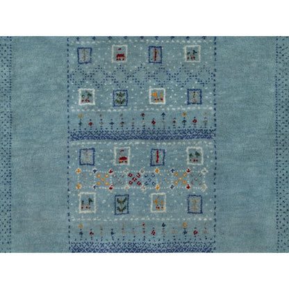 Modern and Contemporary Wool Hand Knotted Rug Blue 2.11x5.4 -O091312