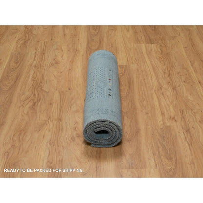 Modern and Contemporary Wool Hand Knotted Rug Blue 2.11x5.4 -O091312