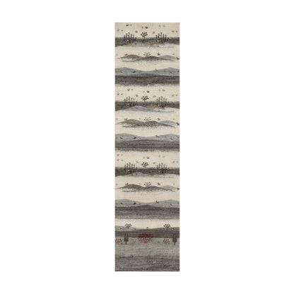 Modern and Contemporary Wool Hand Knotted Rug Ivory 2.6x9.10 -O091317