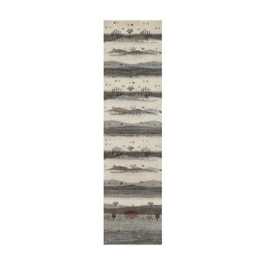 Modern and Contemporary Wool Hand Knotted Rug Ivory 2.6x9.10 -O091317