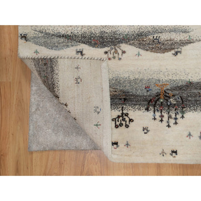 Modern and Contemporary Wool Hand Knotted Rug Ivory 2.6x9.10 -O091317