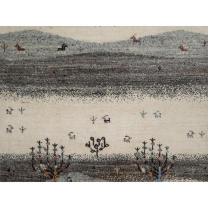 Modern and Contemporary Wool Hand Knotted Rug Ivory 2.6x9.10 -O091317