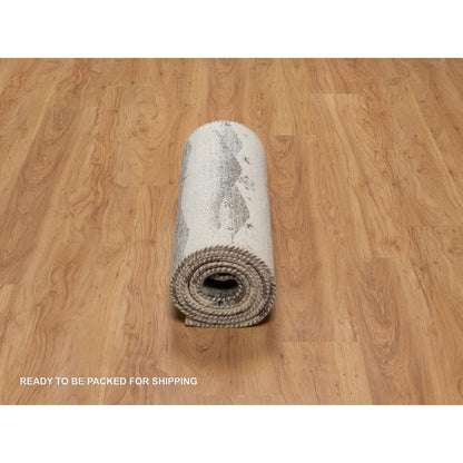 Modern and Contemporary Wool Hand Knotted Rug Ivory 2.6x9.10 -O091317
