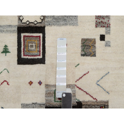 Modern and Contemporary Wool Hand Knotted Rug Ivory 2.5x4.9 -O091318