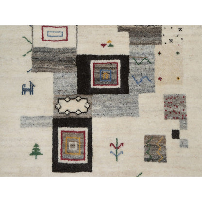 Modern and Contemporary Wool Hand Knotted Rug Ivory 2.5x4.9 -O091318