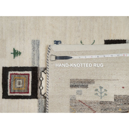 Modern and Contemporary Wool Hand Knotted Rug Ivory 2.5x4.9 -O091318