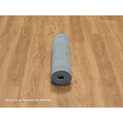 Modern and Contemporary Wool Hand Knotted Rug Blue 2.3x4.5 -O091319