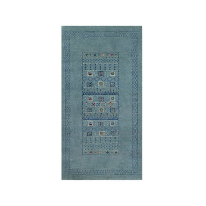 Modern and Contemporary Wool Hand Knotted Rug Blue 2.3x4.5 -O091320