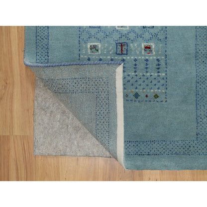 Modern and Contemporary Wool Hand Knotted Rug Blue 2.3x4.5 -O091320