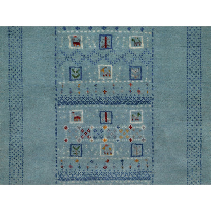 Modern and Contemporary Wool Hand Knotted Rug Blue 2.3x4.5 -O091320