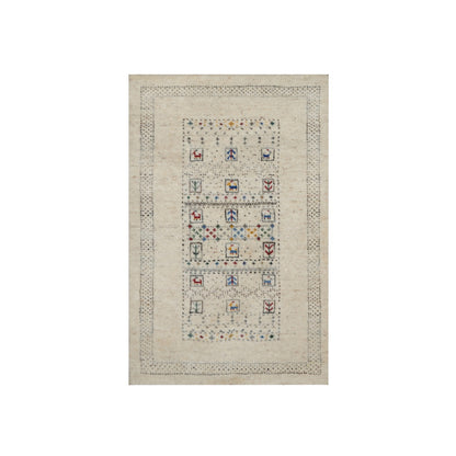 Modern and Contemporary Wool Hand Knotted Rug Ivory 2.0x3.1 -O091321