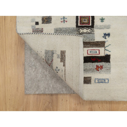 Modern and Contemporary Wool Hand Knotted Rug Ivory 2.1x3.1 -O091323
