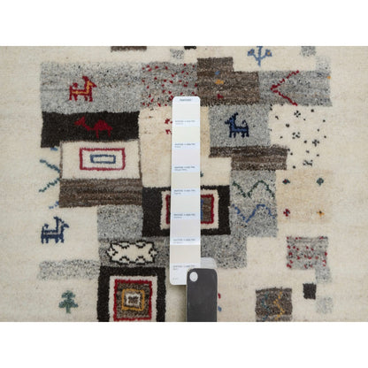 Modern and Contemporary Wool Hand Knotted Rug Ivory 2.1x3.1 -O091323