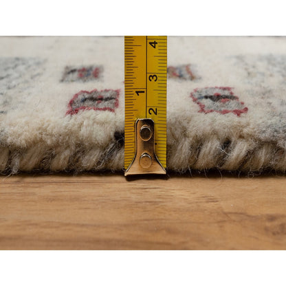 Modern and Contemporary Wool Hand Knotted Rug Ivory 1.11x2.11 -O091325