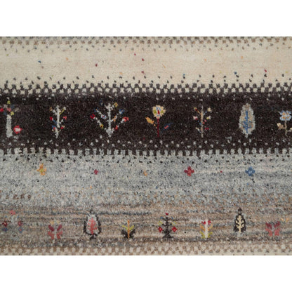Modern and Contemporary Wool Hand Knotted Rug Ivory 1.11x3.1 -O091327