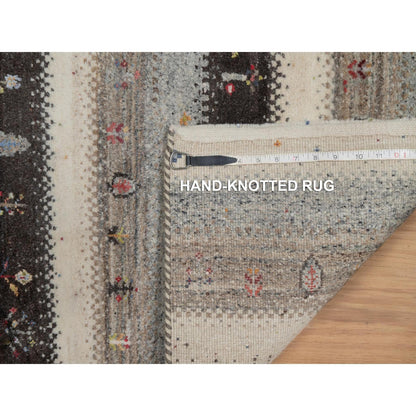 Modern and Contemporary Wool Hand Knotted Rug Ivory 1.11x3.1 -O091327