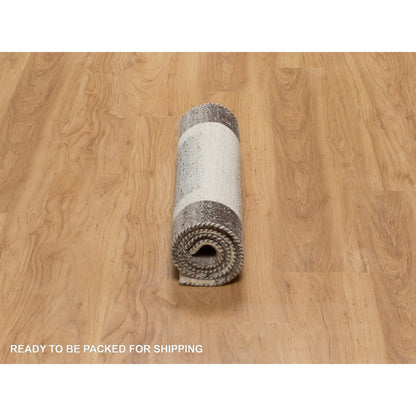Modern and Contemporary Wool Hand Knotted Rug Ivory 2.3x4.6 -O091330