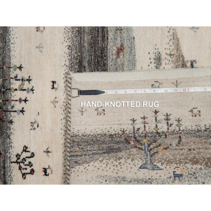 Modern and Contemporary Wool Hand Knotted Rug Ivory 2.8x11.6 -O091335