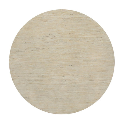 Modern and Contemporary Wool Hand Knotted Rug Ivory 4.11x4.11 -O091336