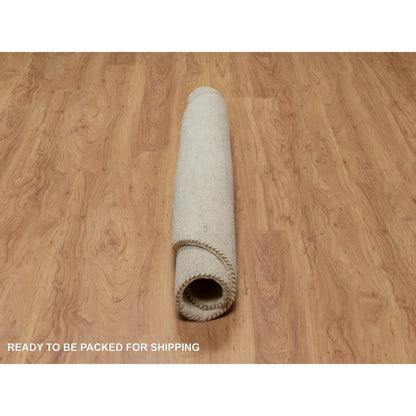 Modern and Contemporary Wool Hand Knotted Rug Ivory 4.11x4.11 -O091336