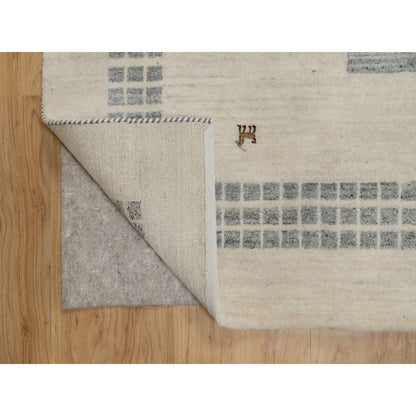 Modern and Contemporary Wool Hand Knotted Rug Ivory 8.3x10.2 -O091338