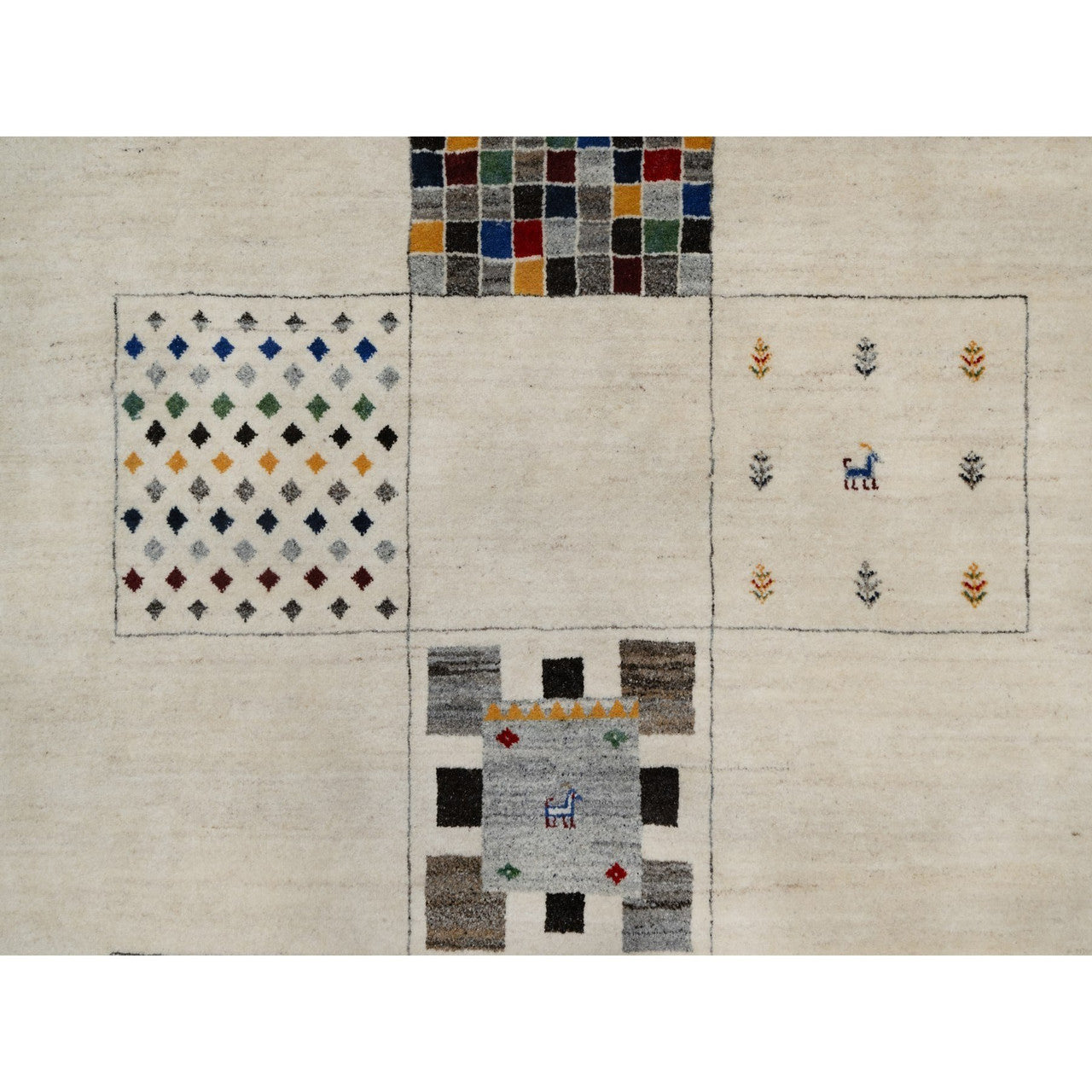 Ivory 8'3" x 10'2" Modern and Contemporary Hand knotted Wool Rug - Sku: O091338