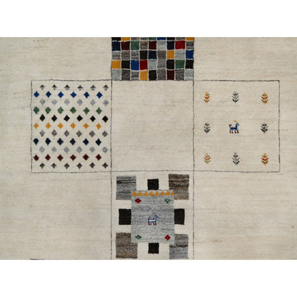 Modern and Contemporary Wool Hand Knotted Rug Ivory 8.3x10.2 -O091338