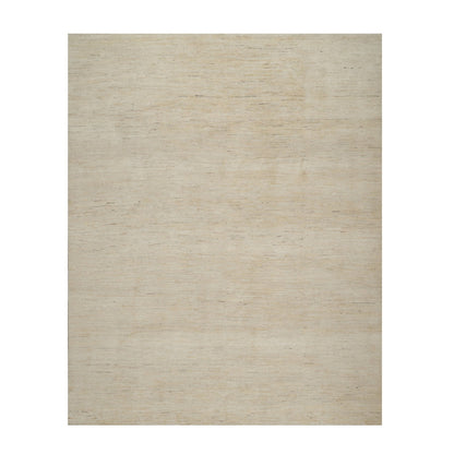 Modern and Contemporary Wool Hand Knotted Rug Ivory 7.9x9.8 -O091341