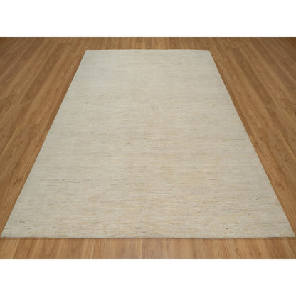 Modern and Contemporary Wool Hand Knotted Rug Ivory 7.9x9.8 -O091341