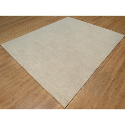 Modern and Contemporary Wool Hand Knotted Rug Ivory 7.9x9.8 -O091341