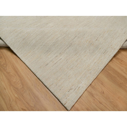 Modern and Contemporary Wool Hand Knotted Rug Ivory 7.9x9.8 -O091341