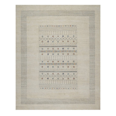 Modern and Contemporary Wool Hand Knotted Rug Ivory 8.1x10.0 -O091342