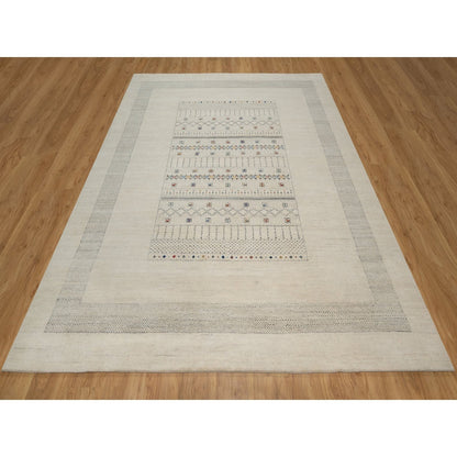 Modern and Contemporary Wool Hand Knotted Rug Ivory 8.1x10.0 -O091342
