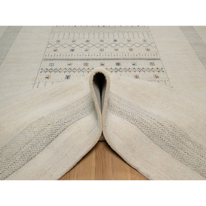 Modern and Contemporary Wool Hand Knotted Rug Ivory 8.1x10.0 -O091342