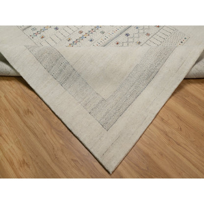 Modern and Contemporary Wool Hand Knotted Rug Ivory 8.1x10.0 -O091342