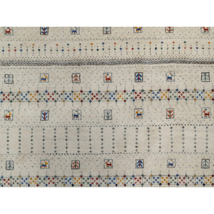 Modern and Contemporary Wool Hand Knotted Rug Ivory 8.1x10.0 -O091342