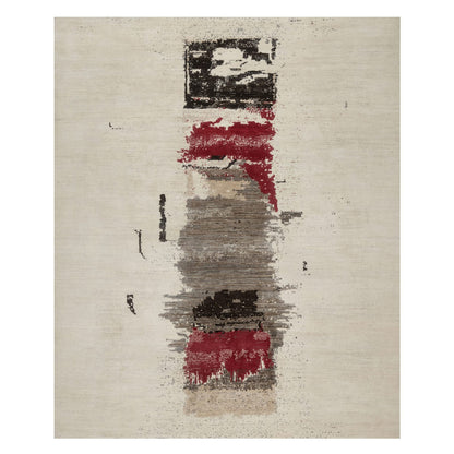 Modern and Contemporary Wool Hand Knotted Rug Ivory 8.2x10.0 -O091344