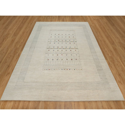 Modern and Contemporary Wool Hand Knotted Rug Ivory 8.1x10.0 -O091345